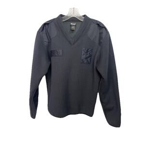 BLAUER 225 V-NECK COMMANDO STYLE FLEECE LINED SWEATER POLICE DARK NAVY M REG
